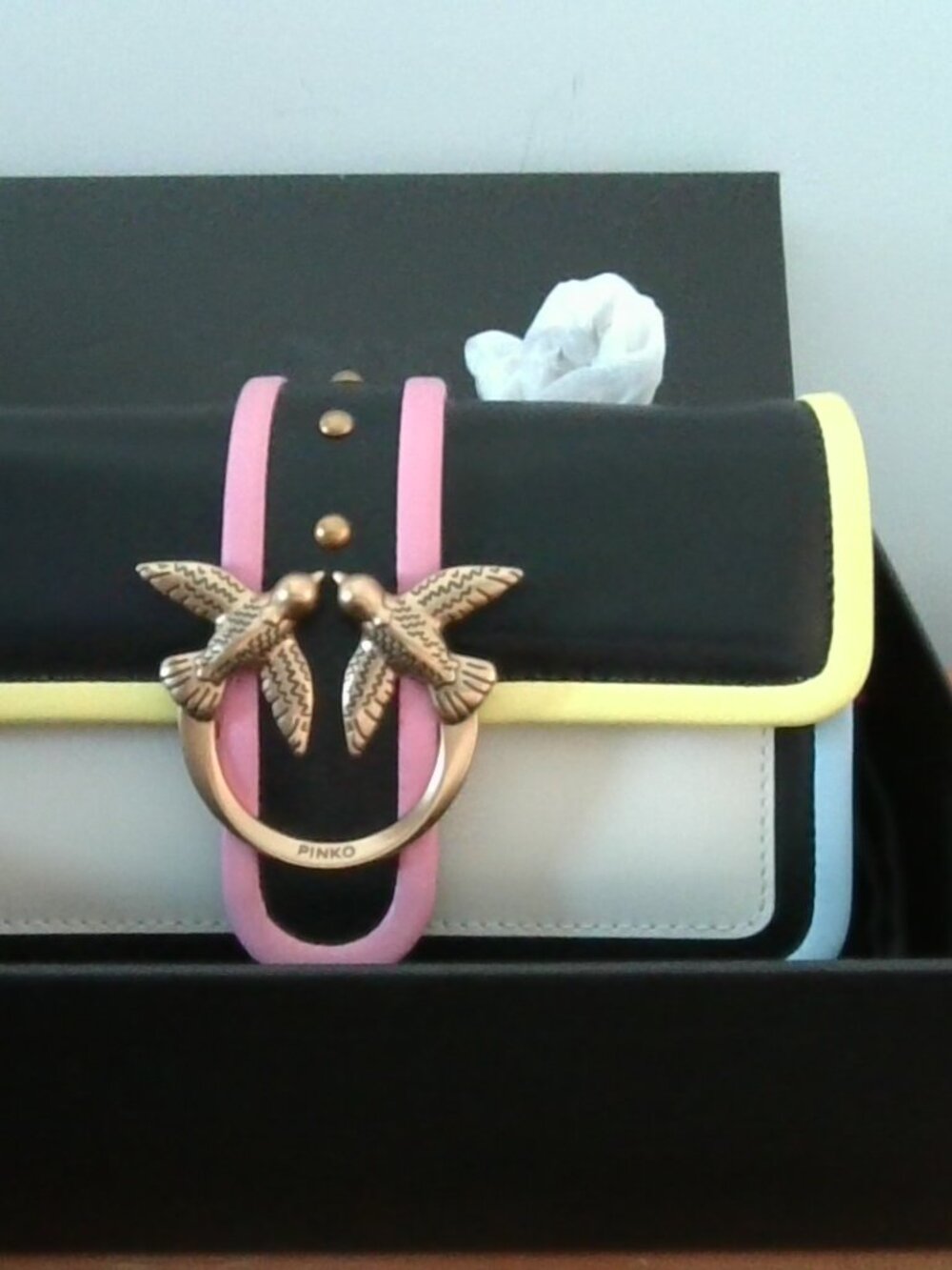 Pinko Leather Multi Color Crossbody Bag, Small with gold chain - Picture 5 of 5